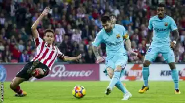La Liga!! Lionel Messi Scores As Barcelona Beat Athletic Bilbao 2-0 To Stay Unbeaten In The League